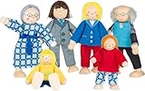 Goki SO218 Biegepuppen City-Familie, nachhaltige Holzfiguren, Holzpuppen für Kinder,...