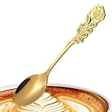 WJnflQN Kaffeelöffel, Salatlöffel mit Blumengriff, modische Dessertlöffel, Edelstahl,...