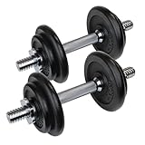 BB Sport 20 kg Hanteln Hantelset Gusseisen 2 x Kurzhanteln Set 8 Hantelscheiben...