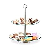 Relaxdays Etagere, 2-stöckig, rund, Cupcakes, Kekse, Snacks, Obst, Glas,...