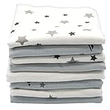 Clevere Kids saugstarke Spucktücher | Flanell Sterne hellgrau | 40x40 | Babytücher |...