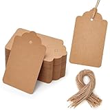 HAKACC 100 Stk. Geschenkanhänger Kraftpapier Etiketten Tags Kraftpapier Anhänger...