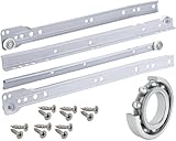 Stahlia (1 Paar) Schubladenschienen 450mm Teilauszug Rollenführung Weiß...