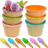 LTHERMELK 6er-Set Wiederverwendbare Eisbecher Mit Schaufel, Plastik...