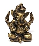 TEMPELWELT® Deko Figur Ganesha vierarmig 11 cm, Polystein antik Gold,...