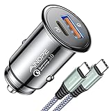 AINOPE Zigarettenanzünder USB C Auto Ladegerät 54W PD&QC 3.0 Schnell Metall kfz...