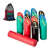 Relaxdays Kubb Wikingerspiel, finnisches Wurfspiel, Holz, Outdoorspiel mit...