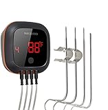 Inkbird IBT-4XS Bluetooth Barbecue Grillthermometer mit dem 1000mAh Li-Batterie, Magnet...