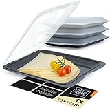 Moritz & Moritz 4er Set Aufschnittbox stapelbar – Frischhaltedosen mit Deckel...