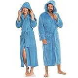 aqua-textil XS-XXXL Bademantel Kapuze Uni lang aufgesetzte Taschen Damen Herren...