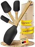 BAMBUA Teigschaber Silikon Set - (Inklusive 4 Aufsätze) Silikon Küchenhelfer Set -...
