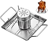 iRenXiao Brathähnchen-Bräter aus Edelstahl, BBQ Chicken Grill, mit Bierdose,...