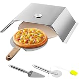 VEVOR Pizzaaufsatz Gasgrill, 3 Stk. Pizzahaube 48x35x17 cm Holzkohlegrill Pizzaofen,...