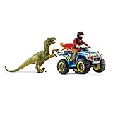 Schleich 41466 Dinosaurs Spielset - Flucht auf Quad vor Velociraptor, Spielzeug...