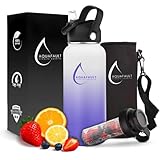 Aquafault Trinkflasche mit Fruchteinsatz aus Edelstahl, BPA-frei, auslaufsicher, leicht zu...