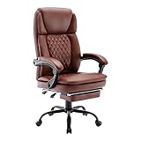 WOTSTA Ergonomischer Bürostuhl PU Leder mit Fußstütze, Bürostuhl Chefsessel...