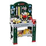 Theo Klein 8513 Bosch Work-Station I Werkbank mit Werkzeug, Montagefahrzeug und...