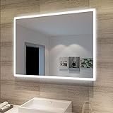 SONNI Badspiegel mit Beleuchtung 80x60 cm Wandspiegel Spiegel mit Beleuchtung...