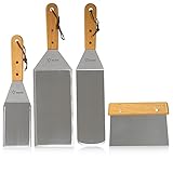 BBQ-Toro 4-teiliges Edelstahl Pfannenwender Set | Plancha Grill Zubehör Set mit...