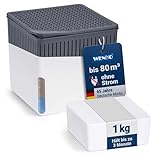 WENKO Raumentfeuchter Mod. Cube mit 1000 g Entfeuchter Granulat, für Räume bis 80 m³,...