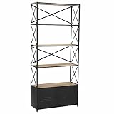 GuyAna Bücherregal aus massivem Tannenholz und Stahl 80x32,5x180 cm BüCherregal...