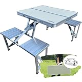 wildvival ® 4 Personen klapp Campingtisch (68x85x67 cm) - Aluminium im Koffer Set -...