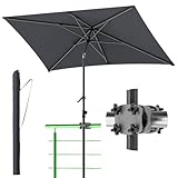 4smile Sonnenschirm Balkon 210x140 cm, Anthrazit – UV50+ rechteckig, höhenverstellbar...