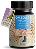 Omega-3 Vegan 60 Kapseln hochdosiert, 2000mg , Algenöl pro Tag mit 600mg DHA & 300mg EPA,...