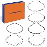 Hanyousheng 6 Stück Metall Haarband, Schwarz Welle Metall Stirnband, Haarreifen Unisex,...