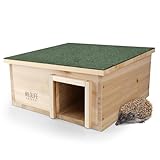 WILDLIFE FRIEND Igelhaus Winterfest Mit Boden Aus Holz - Wetterfestes Igelfutterhaus Mit...