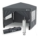 VOUNOT® Pavillon 3x3m mit 4 Seitenteilen & 4 Sandsäcke, Pop Up Faltpavillon,...