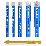 Lytool Fliesenbohrer Diamantbohrer Glasbohrer Set 5 tlg. 5, 6, 8, 10, 12 mm für Keramik,...