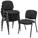 COSTWAY Konferenzstühle 5er Set, stapelbare Besucherstühle ohne Armlehnen, armlose...