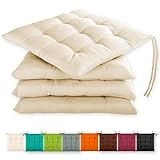 Gräfenstayn® 4er-Set Sitzkissen 40x40x3cm mit Haltebändern für Indoor und Outdoor mit...