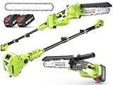 Supstable Akku-Hochentaster 8000 mAh & 8 Zoll Mini-Kettensäge mit Akku 2-in-1, Astsäge...