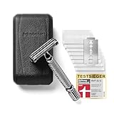 Störtebekker® Premium Rasierhobel ‘Hamburg’ im handgefertigten Leder-Etui -...