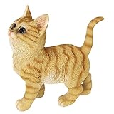 Dekofigur Katze gestreiftes Kätzchen getigerte Katzenfigur Katzenliebhaber Lebensecht...