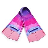 Schwimmflossen Kinder, 100% Silikon Kurzflossen, Taucherflossen Regenbogen Flossen für...