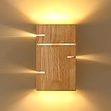 Aanyhoh Holz Wandleuchte Innen, Vintage Wandlampe Up Down Licht, E27 Retro...