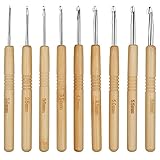Coopay 9 Stück Häkelnadeln Set, Ergonomische Häkelnadel mit Rutschfest Bambus Griff und...