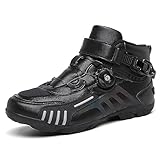 DJFOG Herren Motorradschuhe Schwarz Motocross Kurze Stiefeletten Wasserdichtes...