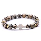 ZGRJIUERYI Steinarmband,Armband Aus Natursteinperlen, Armband Aus Natursteinkreuz,...