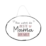 Schiefertafel, Dekoschild, Schild, oval, Hier wohnt die beste Mama der Welt', Muttertag,...