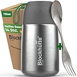 Blockhütte Edelstahl Thermobehälter für Essen I 730 ml I mit Löffel, Thermo Lunchbox...