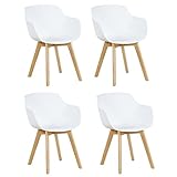 EGGREE Esszimmerstühle 4er-Set mit Beinen aus massivem Buchenholz,...