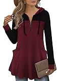 Gaharu Elegante Kapuzenpullover Damen V-Ausschnitt Locker A-Linie Damenoberteile...