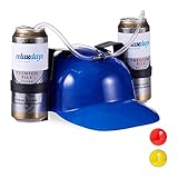 Relaxdays 1 x Party Trinkhelm, Helm mit Schlauch, für 2 Dosen Bier, Spaßartikel Fasching...