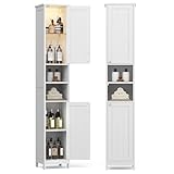VASAGLE Badezimmerschrank mit Beleuchtung, hoch, schlanker Badschrank,...