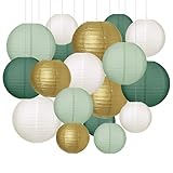 Idota 20 Stück Papierlampion, Salbeigrün Papier Laterne Runde Hängende Papierlaterne...