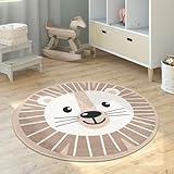 Paco Home Kinderteppich Teppich Kinderzimmer Rund Spielmatte Babymatte rutschfest Modern...